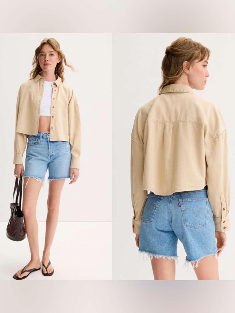 Favorite Daughter Cropped Ex-Boyfriend Shirt Size Small